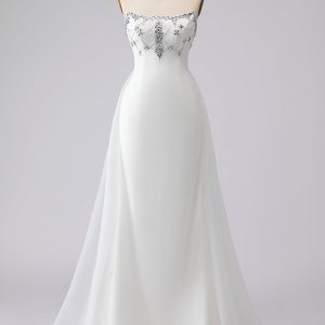 Sparkly White Strapless Satin Wedding Dress